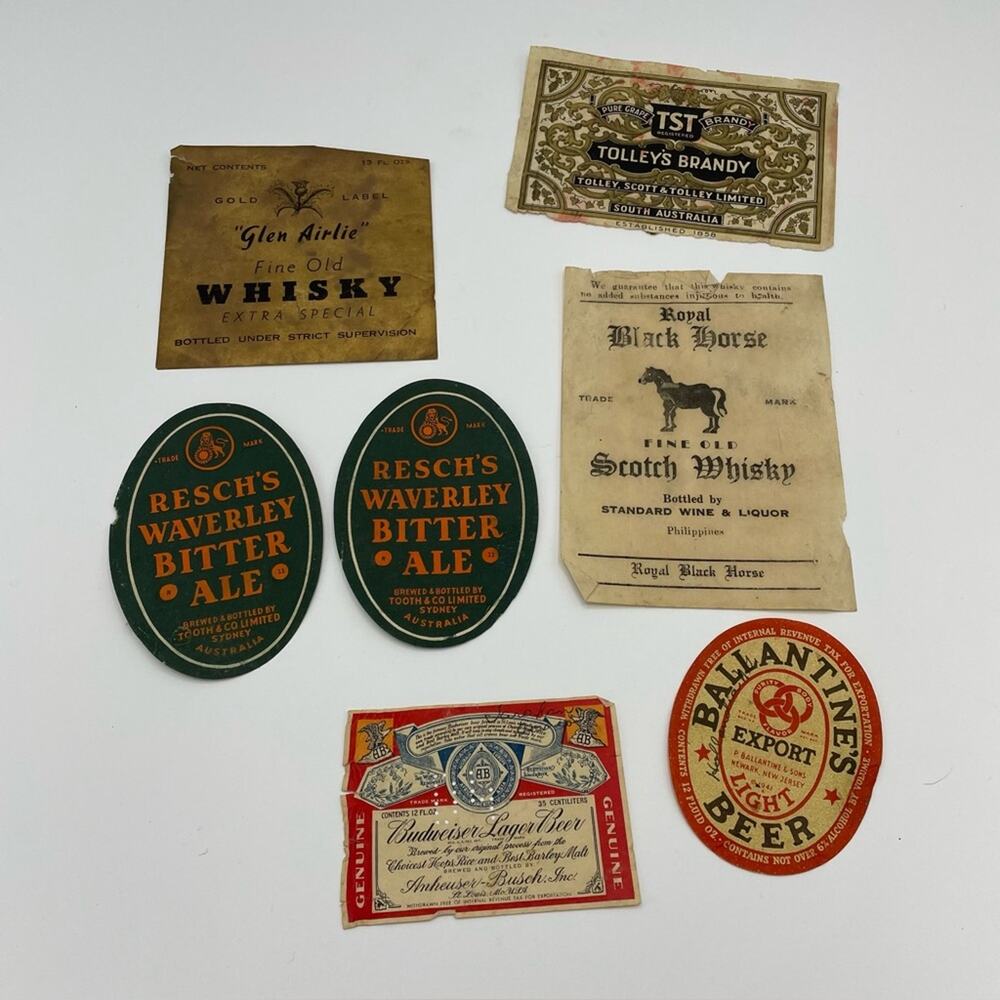 Vintage Collectible Bottle Labels Liquor Whisky Beer